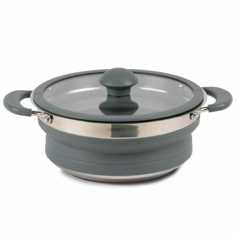 Kampa Folding Collapsible Silicone & Stainless Steel Saucepan 3 Litre Grey Kampa - Dynamic Drive