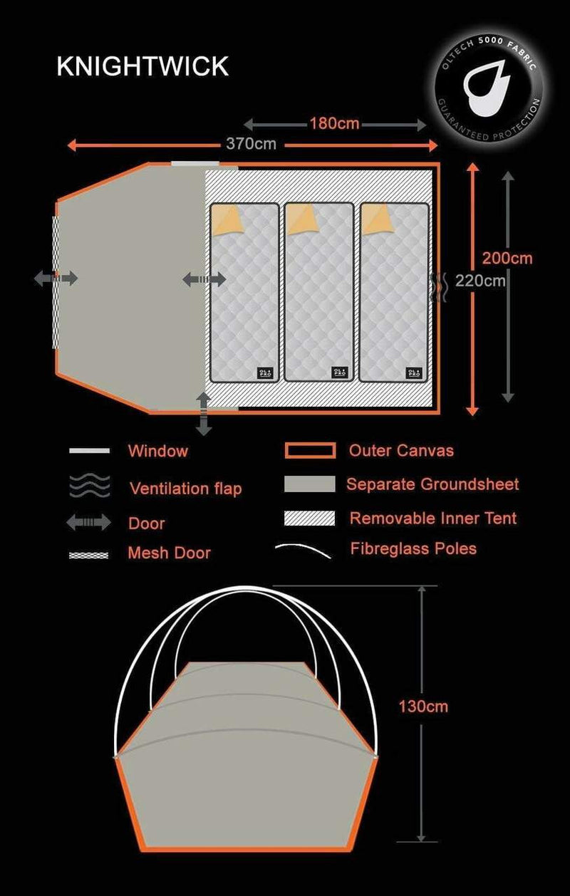 Olpro Knightwick 2.0S - 3 Person Tent (Riptop) Olpro - Dynamic Drive