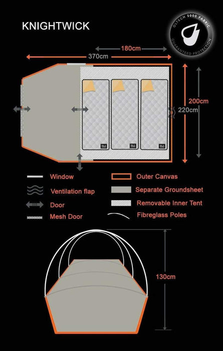 Olpro Knightwick 2.0S - 3 Person Tent (Riptop) Olpro - Dynamic Drive