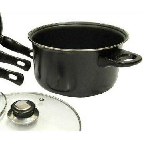 Leisurewize 7 piece Cookware Set Pan Saucepan Set Carbon Non Stick Glass Lids Leisurewize - Dynamic Drive