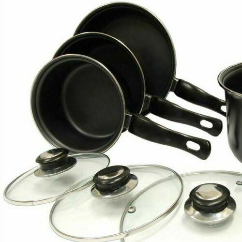 Leisurewize 7 piece Cookware Set Pan Saucepan Set Carbon Non Stick Glass Lids Leisurewize - Dynamic Drive