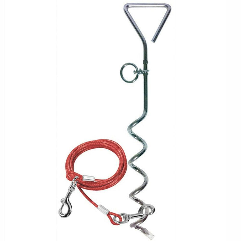 Leisurewize Camping screw in dog ground anchor tether metal corkscrew peg & lead Leisurewize - Dynamic Drive