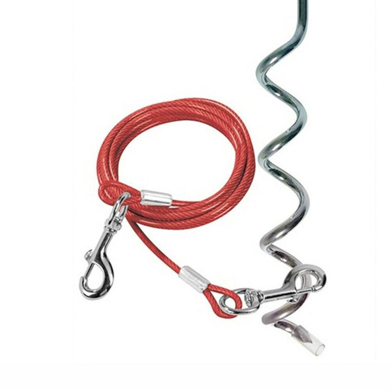 Leisurewize Camping screw in dog ground anchor tether metal corkscrew peg & lead Leisurewize - Dynamic Drive