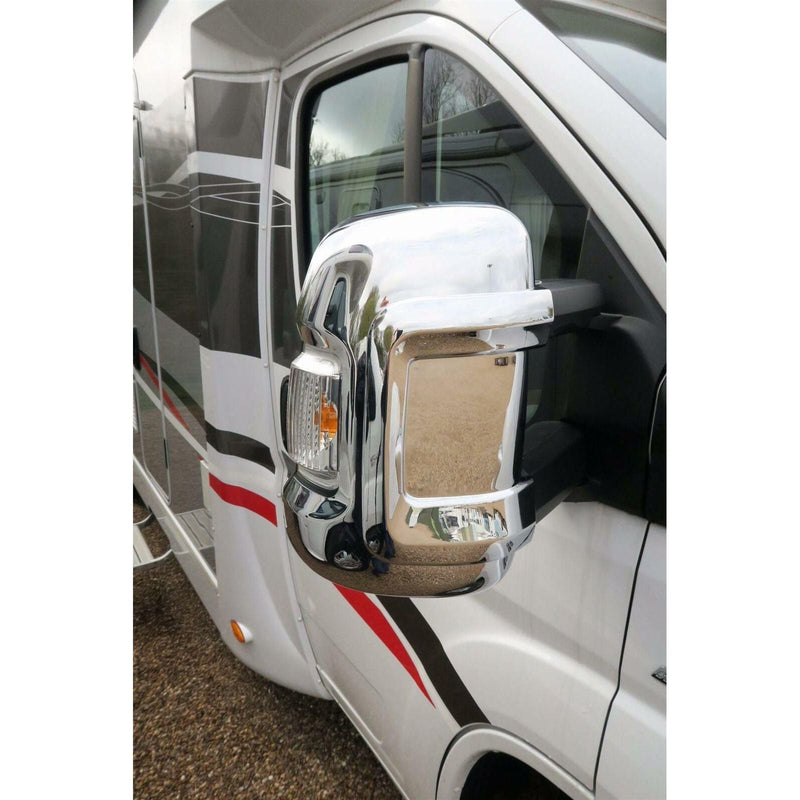 Long Arm Chrome Mirror Covers for Fiat Ducato, Peugeot Boxer, Citroen Relay Van/Motorhome (2007+) Milenco - Dynamic Drive