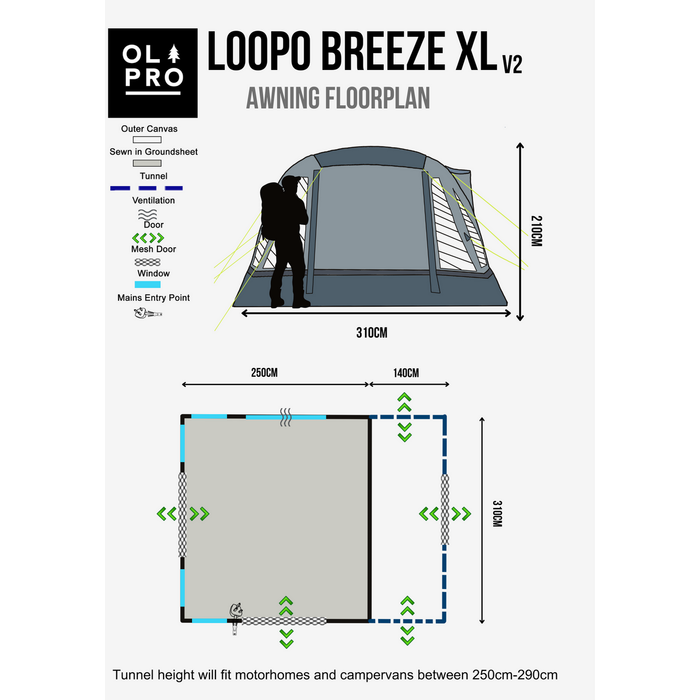 Olpro Loopo Breeze XL v2 Motorhome Awning ( Grey) Olpro - Dynamic Drive
