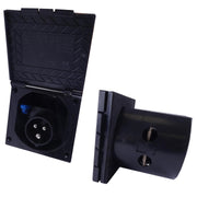 Mains 230V 16A Flush Hook Up Socket Caravan Motorhome Camper Van RV Black Powerpart - Dynamic Drive