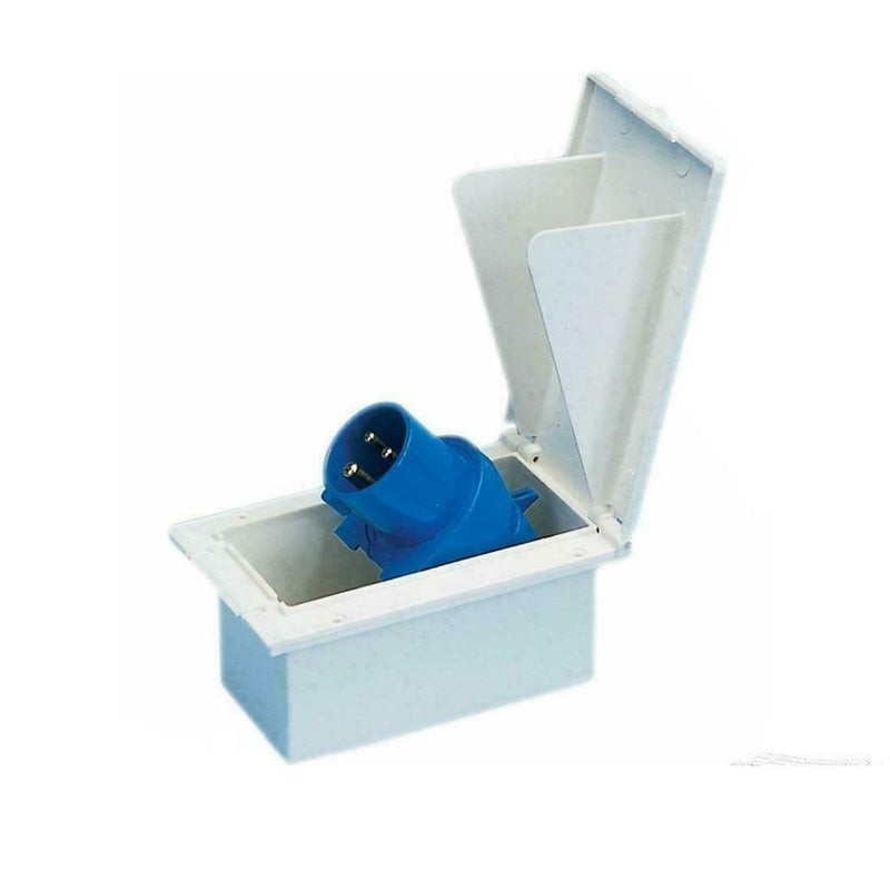 Mains Hook Up Inlet Socket White for Motorhome, Caravan, Camper, Boat PO114 Powerpart - Dynamic Drive