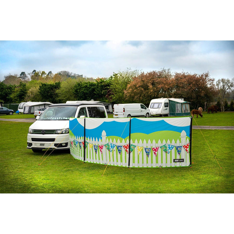 Maypole 3 Panel Poled Windbreak Summer Days 5m x 1.4m Maypole - Dynamic Drive