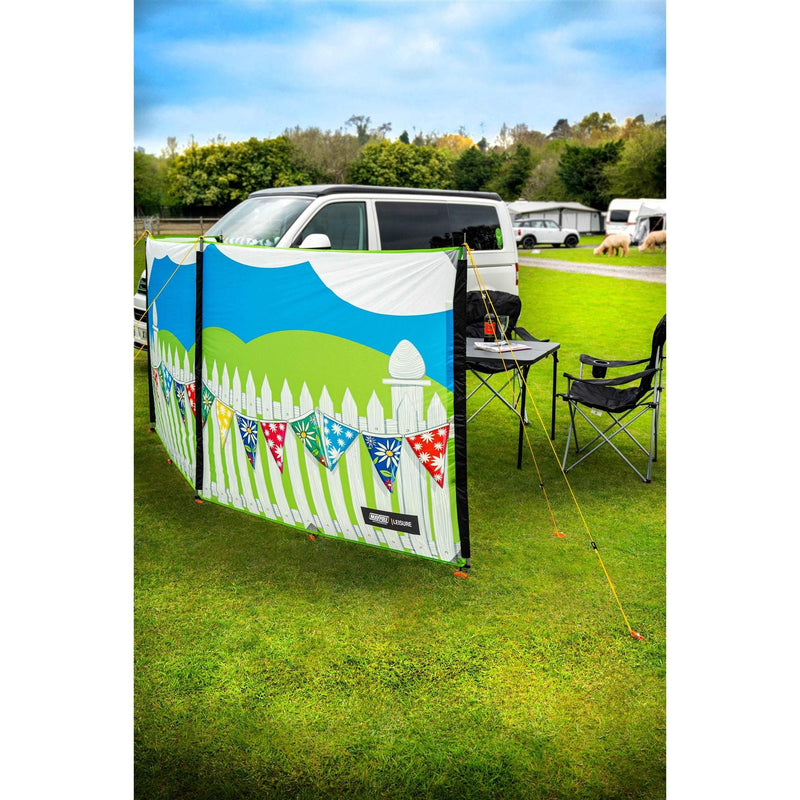Maypole 3 Panel Poled Windbreak Summer Days 5m x 1.4m Maypole - Dynamic Drive