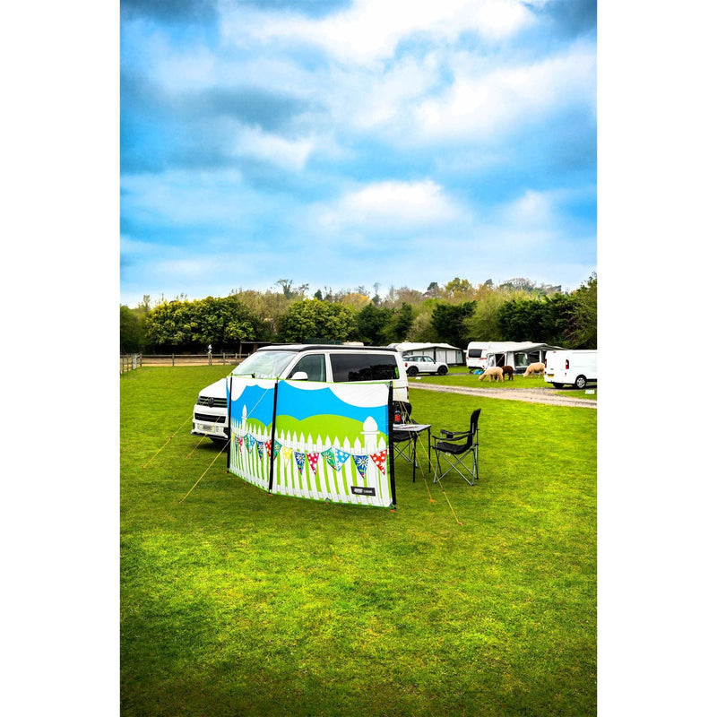Maypole 3 Panel Poled Windbreak Summer Days 5m x 1.4m Maypole - Dynamic Drive