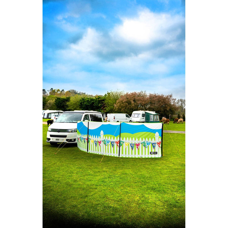 Maypole 3 Panel Poled Windbreak Summer Days 5m x 1.4m Maypole - Dynamic Drive