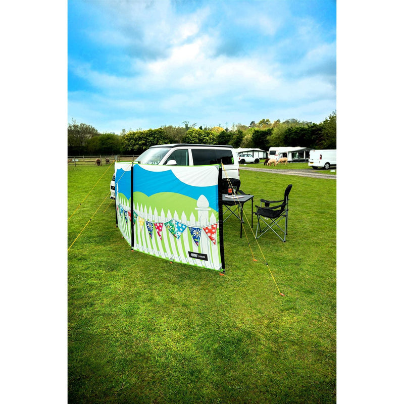 Maypole 3 Panel Poled Windbreak Summer Days 5m x 1.4m Maypole - Dynamic Drive