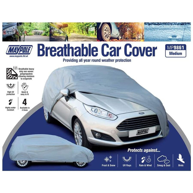 Maypole Breathable Water Resistant Fabric Car Full Cover Medium MP9861 Upto 14ft Maypole - Dynamic Drive