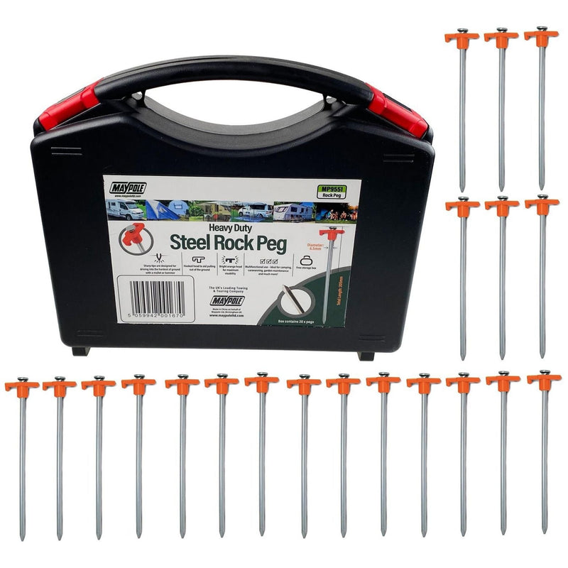 Maypole Heavy Duty Steel Rock Pegs x20 Camping Ground Pegs Maypole - Dynamic Drive