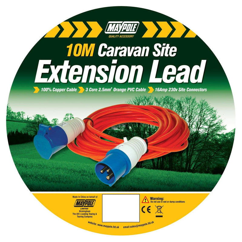 Maypole MP3773 10 Metre Caravan Site Mains Hook Up Lead 230V Lightweight MP3771 Maypole - Dynamic Drive