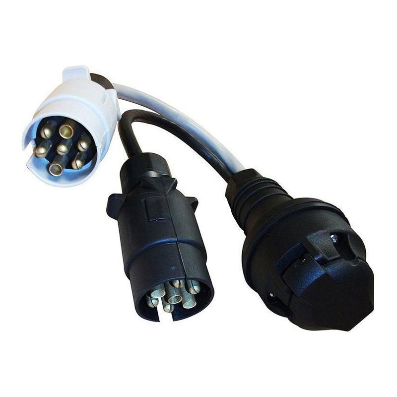 Milenco Car 7 Pin to Caravan 13 Pin Twin Adaptor 12N 12S Plug 12v Convertor 2509 Milenco - Dynamic Drive