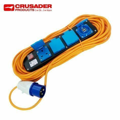 Mobile Mains Electric Power Supply With 2X Usb Ports - 15M Lead Crusader - Dynamic Drive