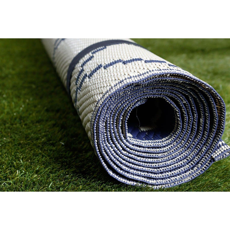 Outdoor Garden Rug Portable Reversible Mat for Decking Patio Piazza Navy/Cream 120 x 180 cm Plastic Straw ukcampingandleisure - Dynamic Drive