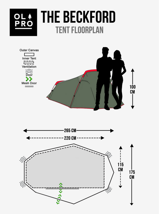 Olpro Beckford Lightweight 2 Person Tent (Ripstop) (Ex Voyager) Olpro - Dynamic Drive