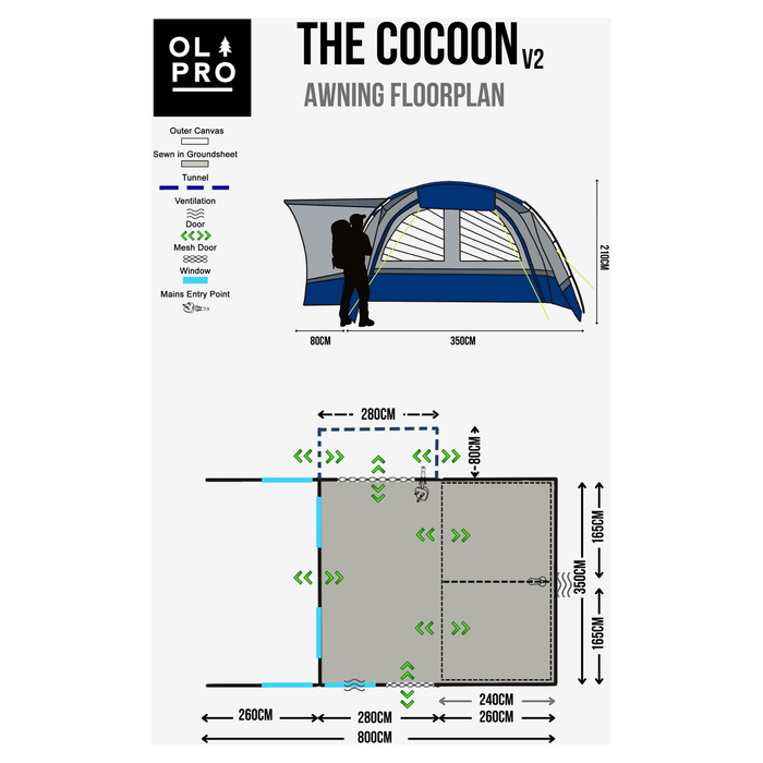 Olpro Cocoon v2 Campervan awning (Fibreglass Poles) Olpro - Dynamic Drive