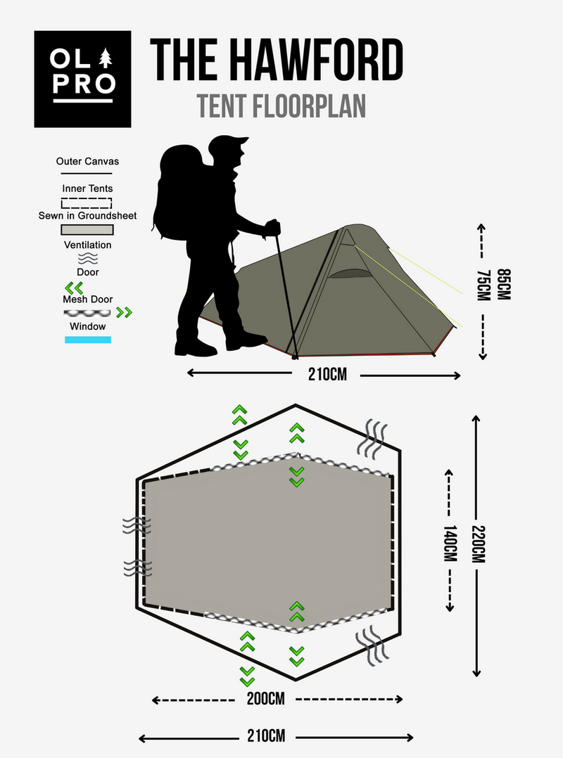 Olpro Hawford Lightweight Poled 2 Person Tent Olpro - Dynamic Drive
