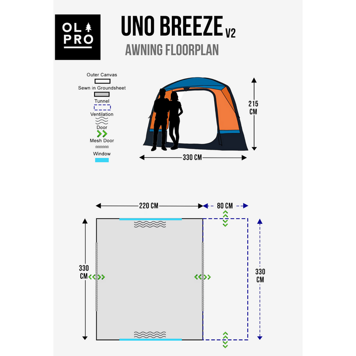 Olpro Uno Breeze v2 Campervan Awning Olpro - Dynamic Drive