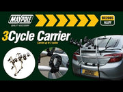 Car 3 Bike Carrier Rear Tailgate Boot Cycle Rack fits Universal Maypole - Dynamic Drive