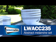 Camping Caravan Picnic Fishing Travel Melamine 16pc Dining Dinner Set - Abstract Leisurewize - Dynamic Drive