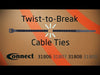Connect Black Twist-to-Break Cable Tie 200mm x 4.6mm 50pc Connect - Dynamic Drive