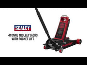 Sealey Trolley Jack 4 Tonne Rocket Lift Red 4040AR Sealey - Dynamic Drive