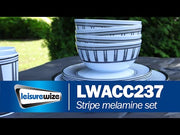 Camping Caravan Picnic Fishing Travel Melamine 16pc Dining Dinner Set - Stripe 7 Leisurewize - Dynamic Drive