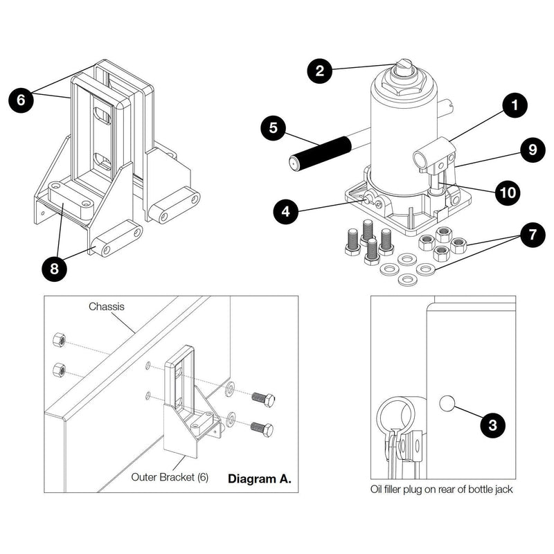 Purpleline Kojack Single Axle Jack Levelling System For Caravan KJ4000S Purpleline - Dynamic Drive