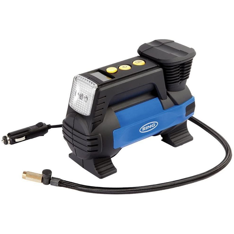 Ring RAC820 12V Fast Flow Digital Tyre Inflator Preset Function Adaptor Set 4x4 Van Car Ring Automotive - Dynamic Drive