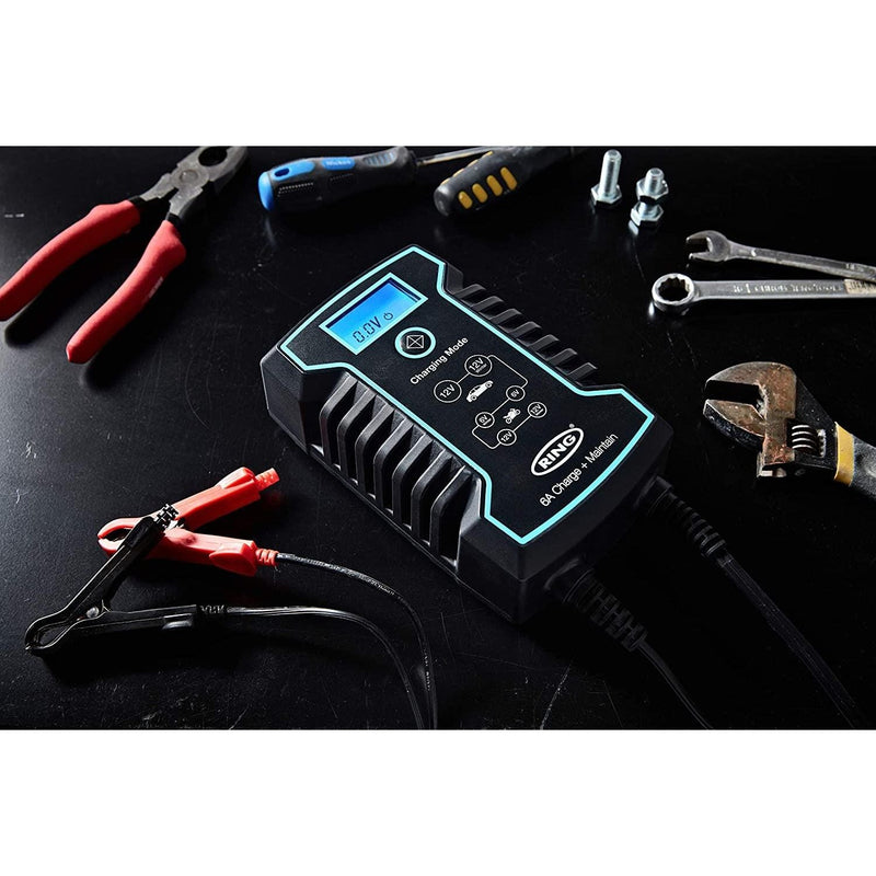 Ring RSC806 12v 6A Car Motorbikes Maintenance Start/Stop Smart Battery Charger Ring Automotive - Dynamic Drive