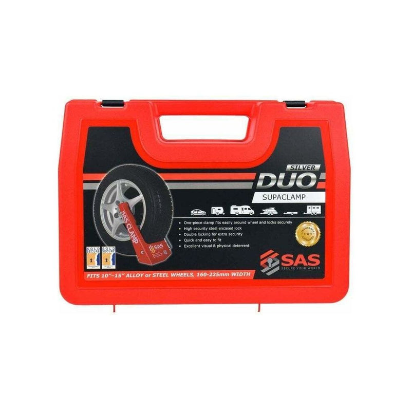 SAS Supaclamp Duo Wheelclamp Alloy or Steel Wheels 10" to 15" Sold Secure Silver SAS - Dynamic Drive