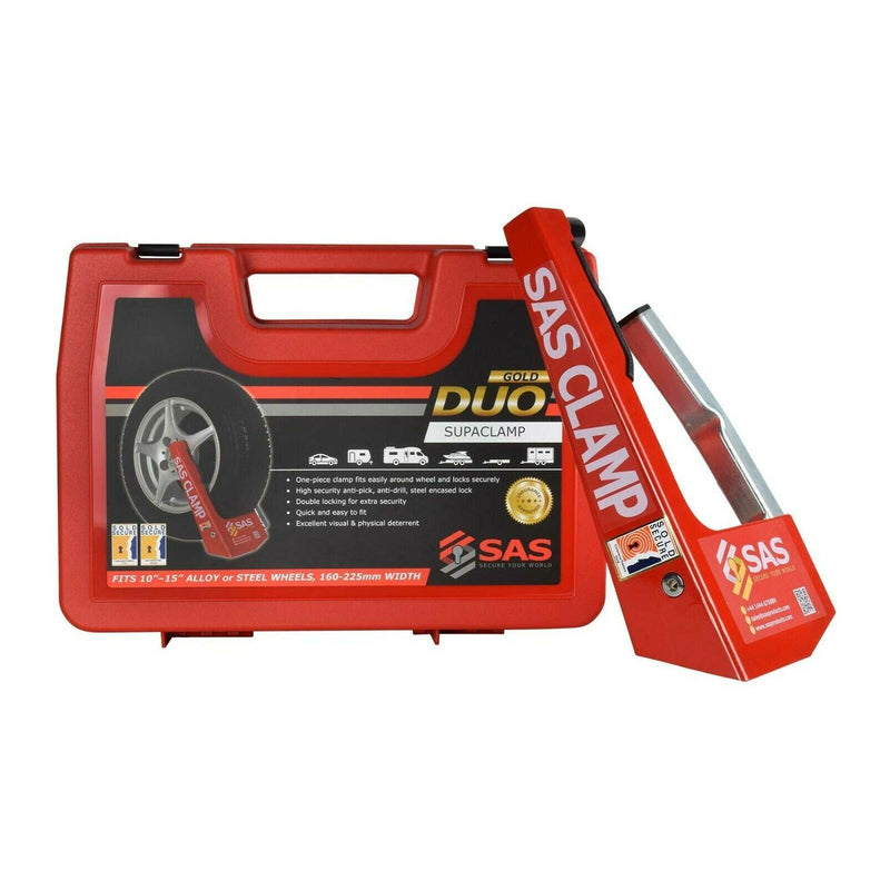 SAS Supaclamp Gold Duo Caravan Alloy Wheel Clamp Sold Secure Gold Rated SAS - Dynamic Drive