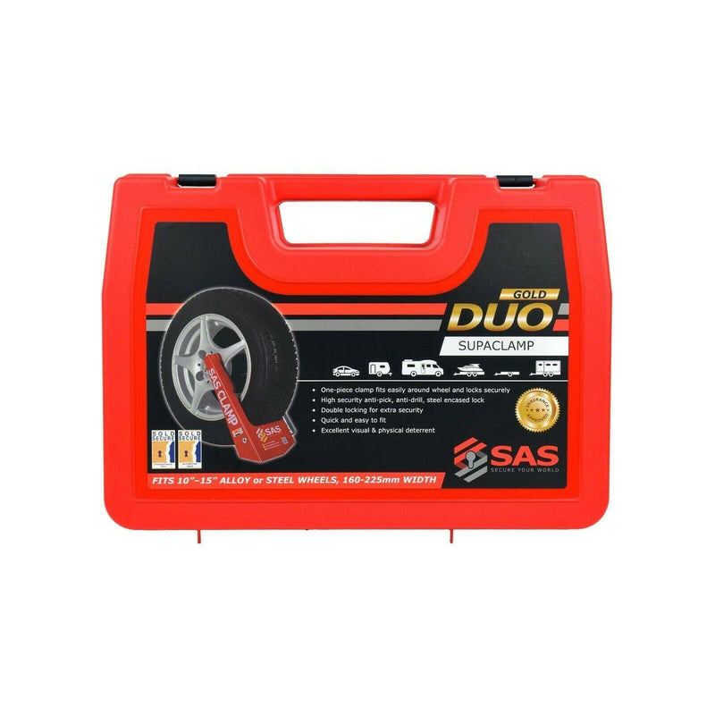 SAS Supaclamp Gold Duo Caravan Alloy Wheel Clamp Sold Secure Gold Rated SAS - Dynamic Drive