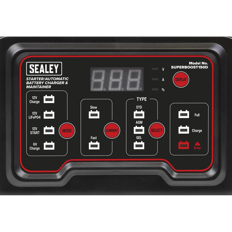 Sealey Battery Charger Automatic Maintainer 6/12V 150A Starter/15A Sealey - Dynamic Drive