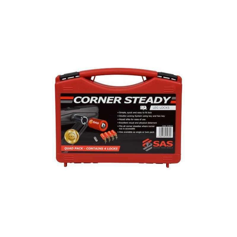 Set of 4 SAS Heavy Duty Caravan Tourer Corner Steady Stabiliser Leg Locks SAS - Dynamic Drive