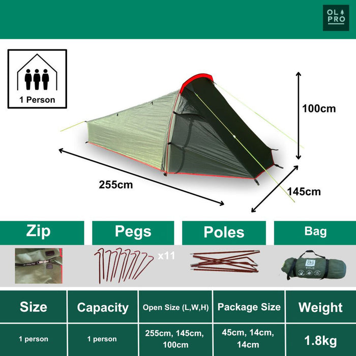 Olpro Solo - Lightweight 1 Person Tent (Ripstop) Olpro - Dynamic Drive