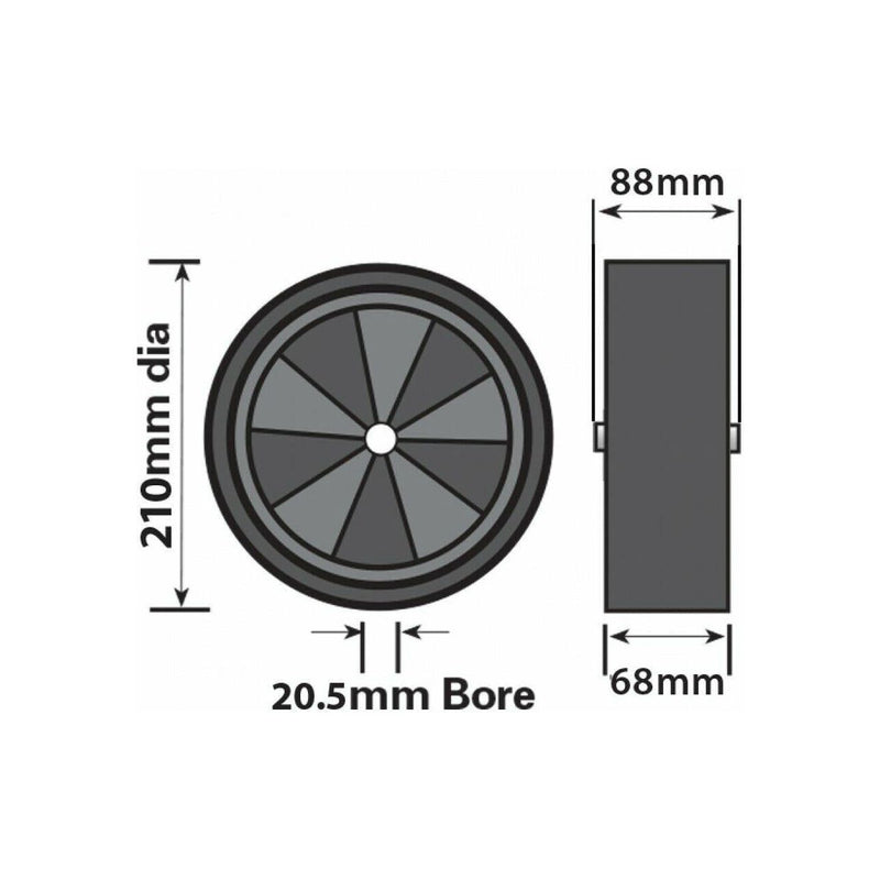 Spare Wheel for Caravan Jockey Wheel Extra Wide Tyre 210 x 75mm - MP97552 Maypole - Dynamic Drive