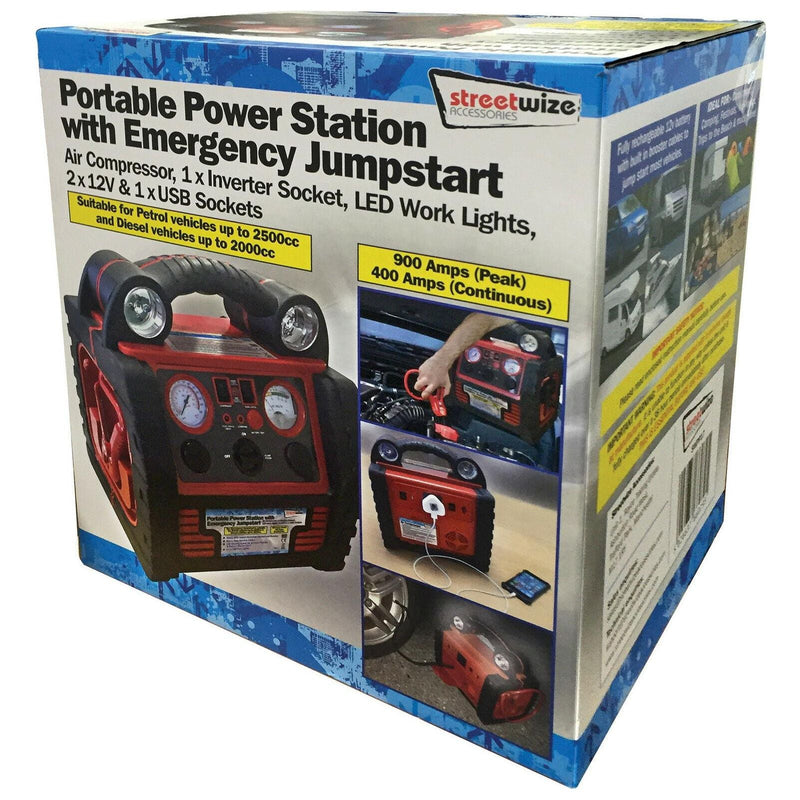 Streetwize 12v 900Amp Car Jump Starter and Air Compressor Streetwize - Dynamic Drive