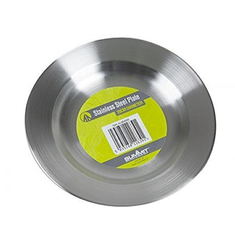 Summit Stainless Steel Plate / Bowl 20cm Camping Outdoor Park Hiking Travel Kids Summit - Dynamic Drive