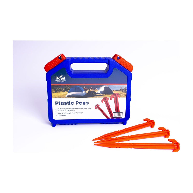 Tent Awning Plastic Pegs x20 Cary Case Royal Leisure Soft Ground Pitching Camping Royal - Dynamic Drive