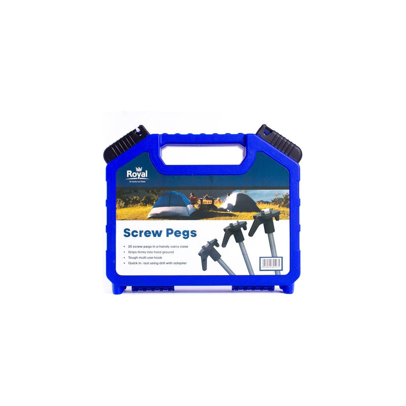 Tent Screw Thread Pegs Awning x20 Carry Case Royal Leisure Drill Adapter Camping Royal - Dynamic Drive