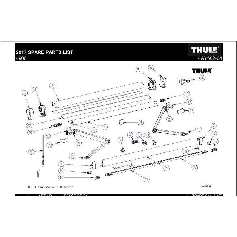 Thule Awning Connection Pieces Tension Rafter (4900 & Tristor Models) 1500602226 Thule - Dynamic Drive