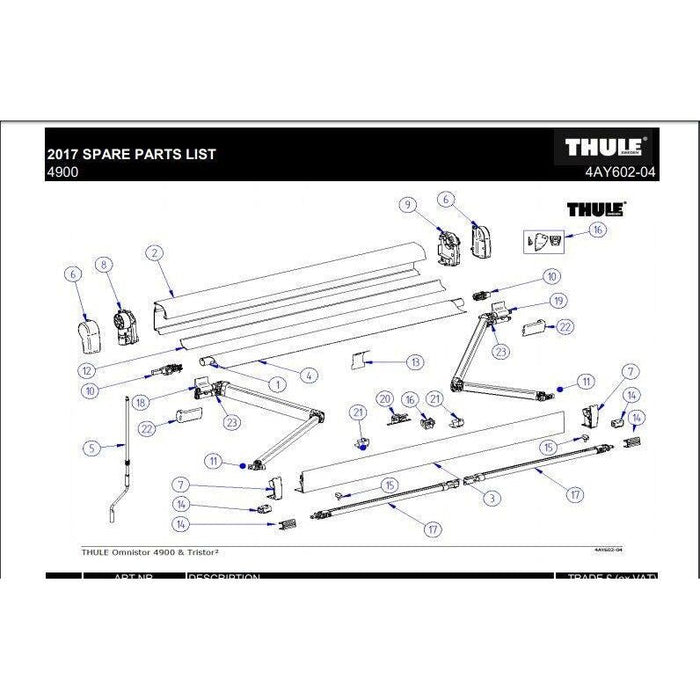 Thule Awning Connection Pieces Tension Rafter (4900 & Tristor Models) 1500602226 Thule - Dynamic Drive