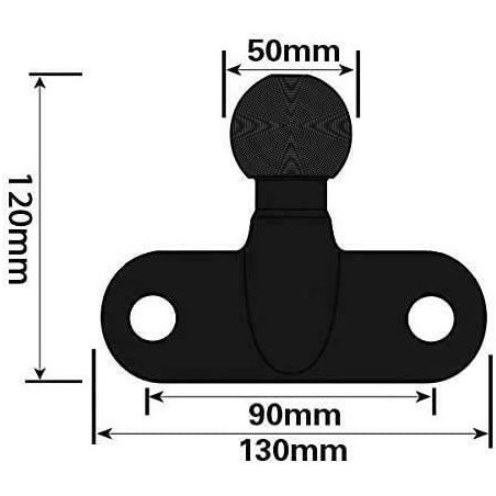 Towball Black Standard 50mm Heavy Duty E Approved Hitch Head Tow 90mm Fixings Maypole - Dynamic Drive