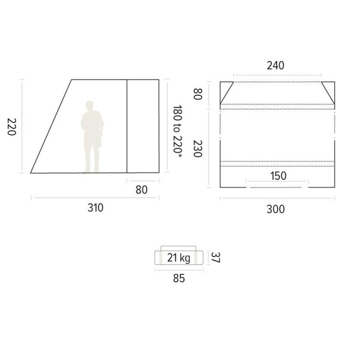 Trigano Hawall S Inflatable Campervan Driveaway Air Awning 1.8m TRIGANO - Dynamic Drive