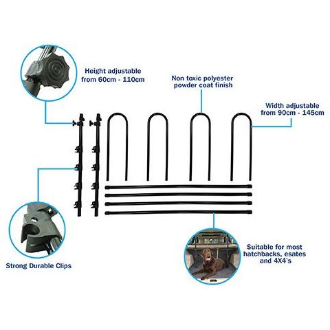 Universal Heavy Duty Car Van Pet Dog Cat Guard Safety Barrier Adjustable Barrier Streetwize - Dynamic Drive